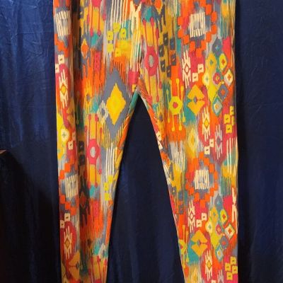 Slim-sation by Multiples women sz large bright design leggings